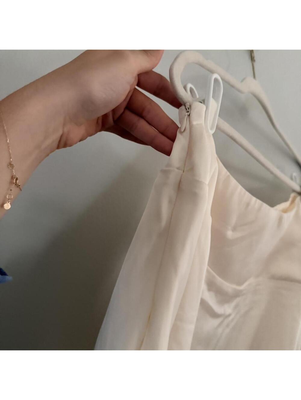 SOLD Princess Polly Rosemead Satin Midi Skirt Cream - Picture 5 of 6